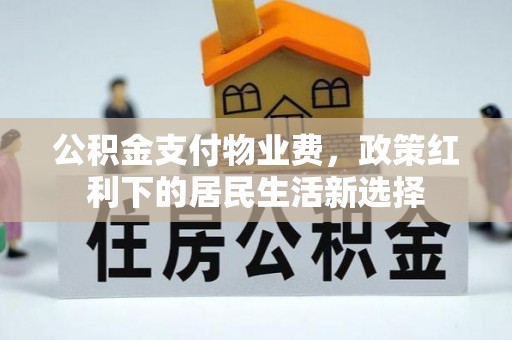 肇东公积金支付物业费，政策红利下的居民生活新选择